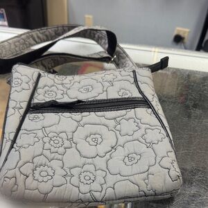 Thirty-One Floral Gray Crossbody Bag